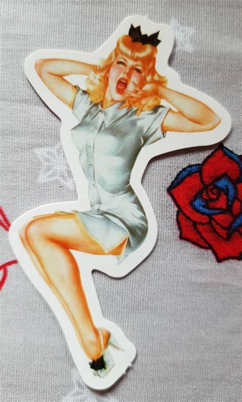 Pin Up Lady Vintage Rockabilly Sticker Vinyl Sexy Etsy