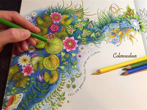 Coloring - The Magical Water Lily Pond | Secret garden coloring book