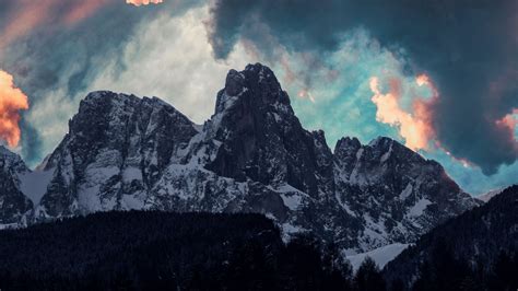 Download Wallpaper 1920x1080 Mountains Clouds Trees