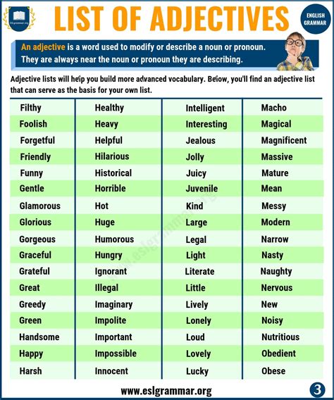 Maybe you would like to learn more about one of these? List of Adjectives: 300 Useful Adjectives Examples from A ...