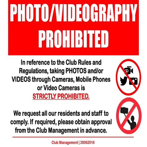 Important Notice Photo Videography Prohibited