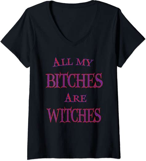 Womens All My Bitches Are Witches Novelty Halloween Coven