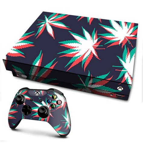 Xbox One X Console Skins Decal Wrap Only 3d Holographic Weed Pot Leaf