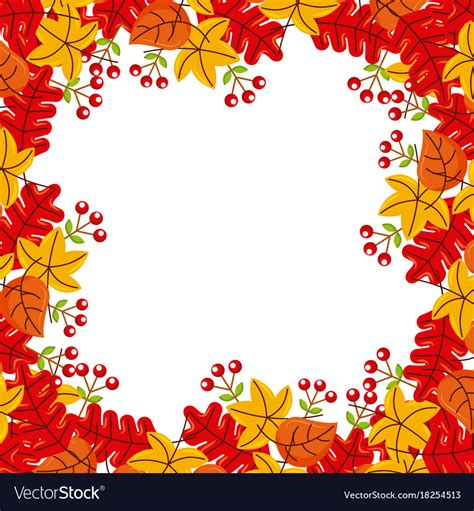 Autumn Leaves Season Floral Design Border Frame Vector Image