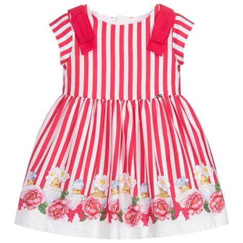Girls Pink And White Striped Dress From Mayoral With A Blue And Green