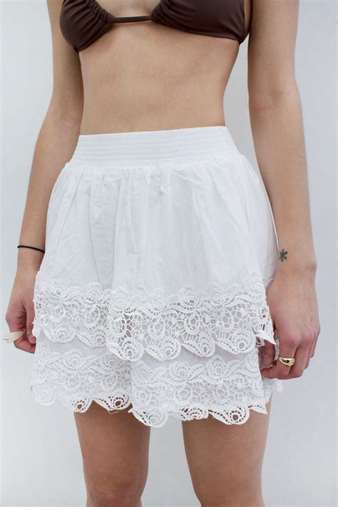 Ruffle Lace Skirt White Womens Subdued Skirts The Rota