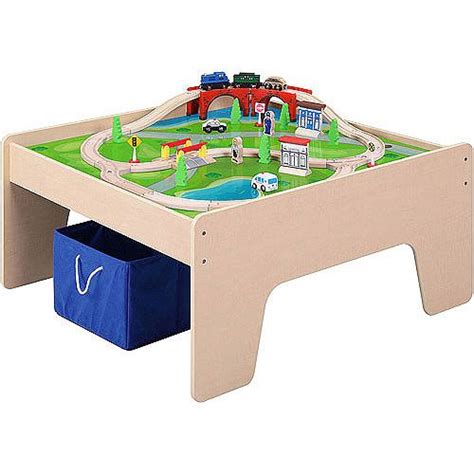 This version is a modification of ana white's play table here, i scaled the size down a bit and simplfied the building process using pocket hole. Wooden Activity Table with 45-Piece Train Set & Storage ...