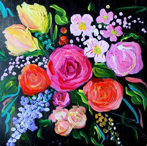 New Abstract Flower Painting Wedding Bouquet Fine Art