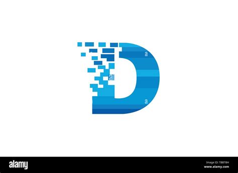 Creative Blue D Letter Pixel Logo Design Symbol Vector Illustration