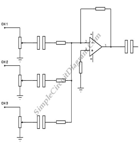 Basic Audio Mixer Using Op Amp Simple Circuit Diagram