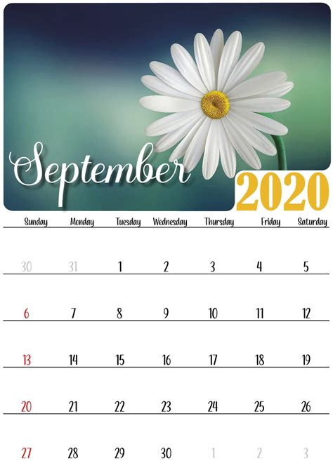 Floral September 2020 Calendar Free To Download