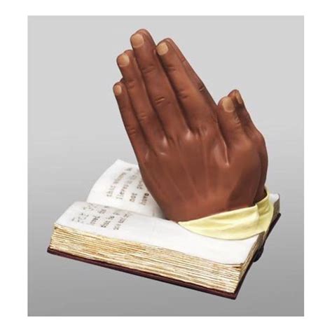 Praying Hands With Bible African American Figurine By United Treasures