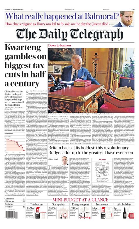 Daily Telegraph Front Page 24th Of September 2022 Tomorrow S Papers