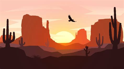Download Desert Valley Silhouette Design Wallpaper