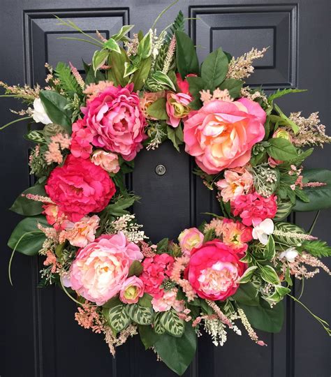 Peony Wreath For Front Door Spring Peony Door Wreath Summer Peony