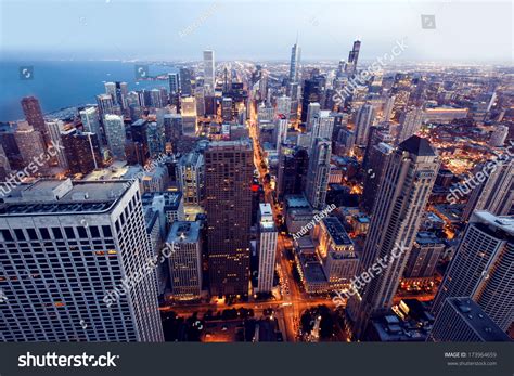 City Chicago Aerial View Chicago Downtown Stock Photo 173964659