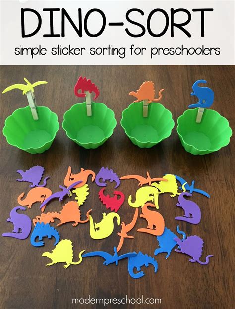 When they were preschoolers they never grew tired of designing and constructing their own diy it came as no surprise that he lived for creating dinosaur art projects and dinosaur themed arts and crafts activities. Dinosaur Sticker Sorting for Preschoolers | Dinosaur ...