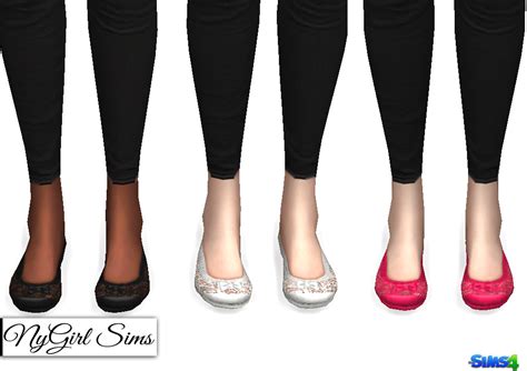 Nygirl Sims 4 Lace And Bow Ballet Flats
