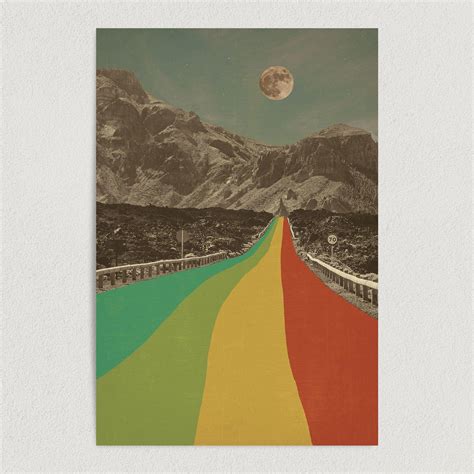 Rainbow Mountain Road Surreal Art Print Poster 12 X 18 Wall Art