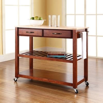 Natural Wood Top Classic Cherry Kitchen Cart Island With Optional Stool Storage Kf Ch