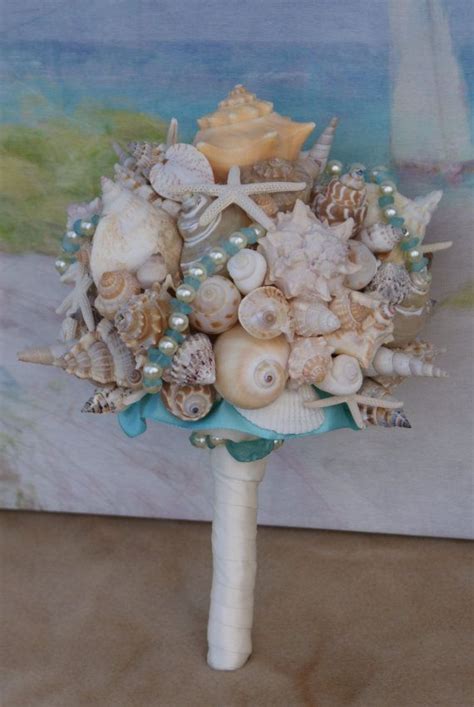 Large Heart Of The Ocean Seashell Bouquet For Beach Seaside