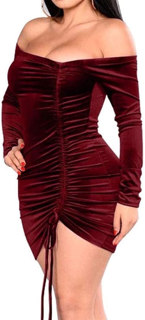 Amazon Com Vestidos De Mujer Sexys Pegados Al Cuerpo Color Vino Ropa My Xxx Hot Girl