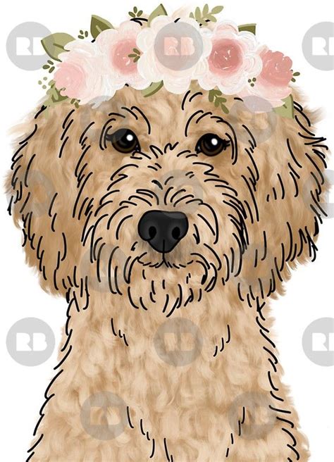 Floral Crown Goldendoodle Sticker By Ktscanvases In 2021 Cute Dog