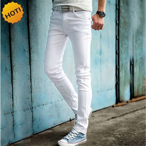 Hot 2018 Fashion White Color Skinny Jeans Men Hip Hop