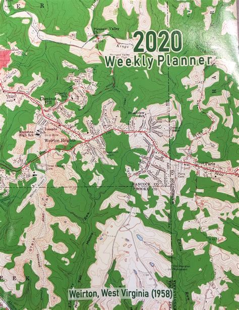 2020 Weekly Planner Weirton West Virginia 1958 Vintage Topo Map Cover