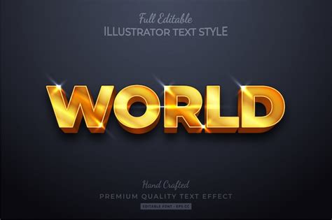 Premium Vector World Gold Editable Text Style Effect Premium