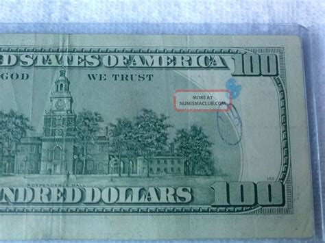 Very Rare Error Note 100 Hundred Dollar Bill Misprint Legal Tender