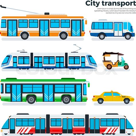 Types Of City Transport Isolated On White Stock Vector Colourbox