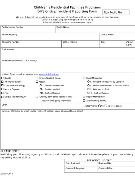 Minnesota Critical Incident Reporting Form For Children Fill Out