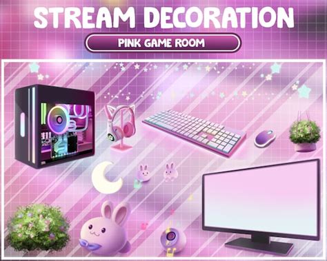 Animated Stream Decoration Pink Cozy Theme Flower Plant Etsy