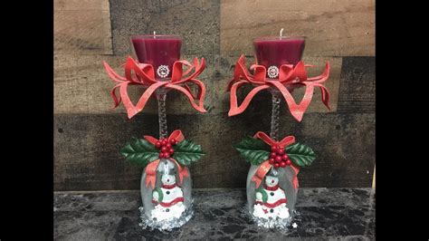 Diy How To Make Christmas Wine Glass Candle Holder Copas De Vino