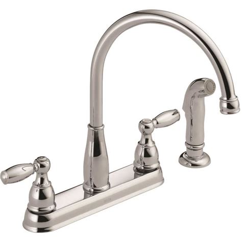 Delta Foundations 2 Handle Standard Kitchen Faucet With Side Sprayer In