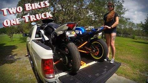 Having a motorcycle ramp definitely smooths the loading process. How To Load 2 Motorcycles Into 1 Truck - YouTube