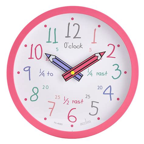 Acctim Alma Teaching Kids Wall Clock Quartz Pencil Hands Quarterly