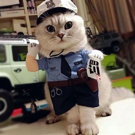 Funny Pet Cat Costume Clothes Dress Apparel Policeman Cosplay Gatti