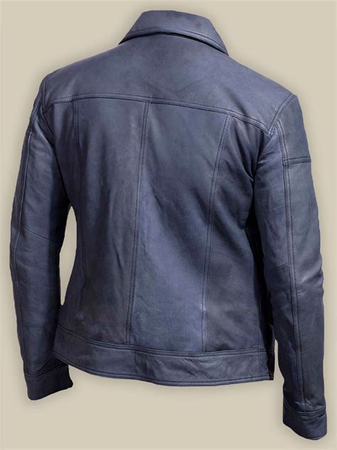 Men Sky Blue Leather Jacket Men Jacket Mauvetree