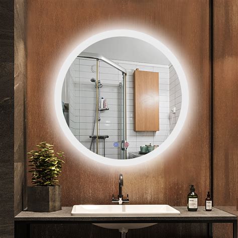 Led Bathroom Mirror 24 Inch Round Dimmable Lighted Led Bathroom Mirrors Anti Fog Waterproof Wall