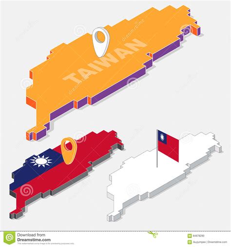 Bandera De Taiw N En El Elemento Del Mapa Con La Forma Isom Trica D Aislado En Fondo