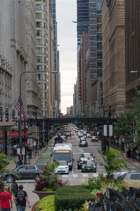 View Downtown Chicago Street Traffic Editorial Photography Image Of