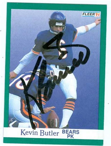 Kevin Butler Autographed Football Card Chicago Bears 1991 Fleer 215