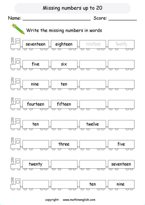 Write Number Words Up To 20 Math Number Writing Worksheet For
