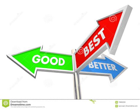 Good Better Best Three Road Street Sign Choices Stock Illustration