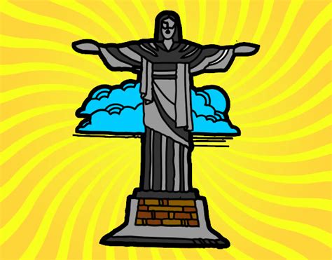 Desenho De Cristo Redentor Rio D Janeiro Pintado E Colorido Por Netan O