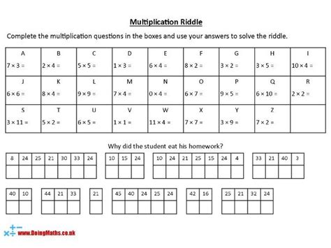 Multiplication Codebreaker Riddles Ks2 Maths Worksheets Teaching