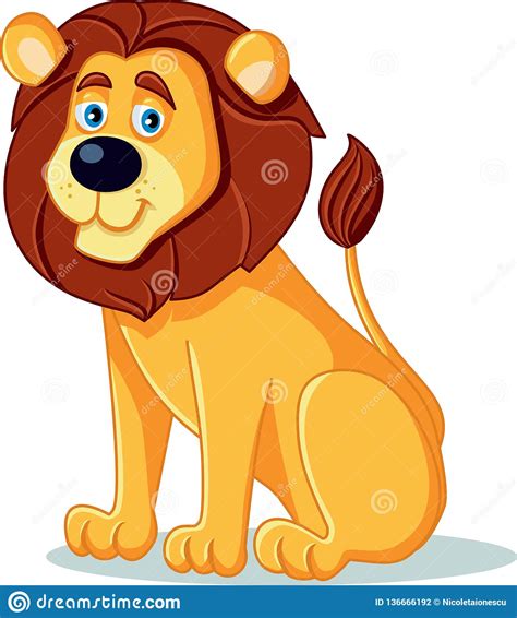 Happy Lion Vector Cartoon Illustration Stock Vector Illustration Of