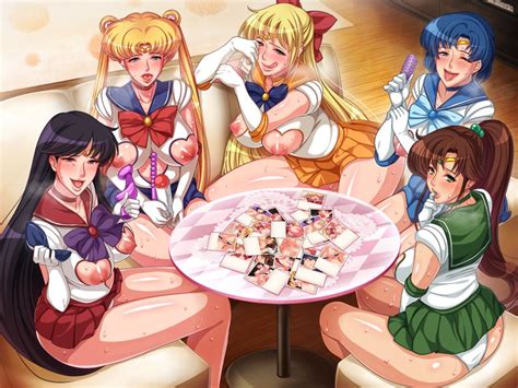 rule 34 5girls ami mizuno bishoujo senshi sailor moon blonde hair blue hair breasts brown hair